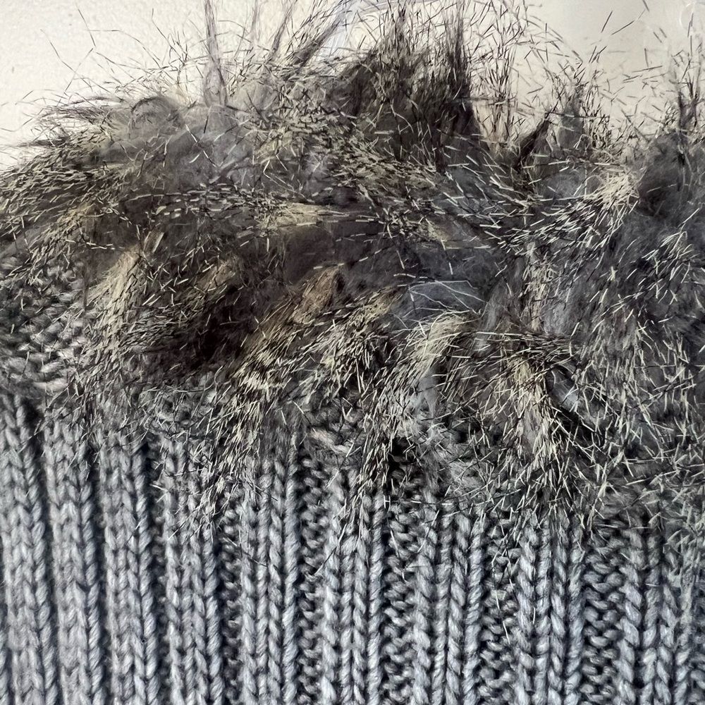Sioni Y2K Faux Fur Cable Knit Longline Wool Blend Sweater Vest Cardigan SZ XL - Picture 9 of 16